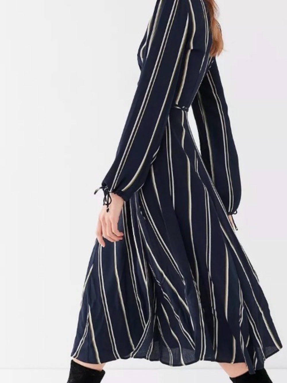 Urban Outfitter Navy Striped Maxi Wrap dress - Size S